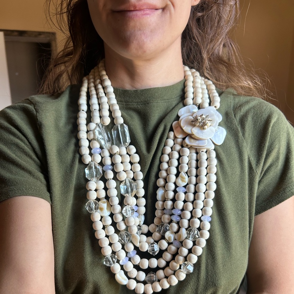 Vintage Beaded Multi-layered Floral Necklace